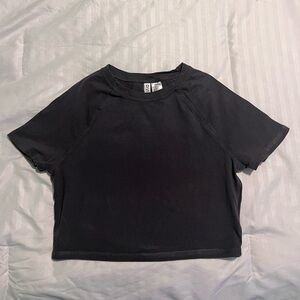 H&M Black Crop Top Short Sleeve T-Shirt